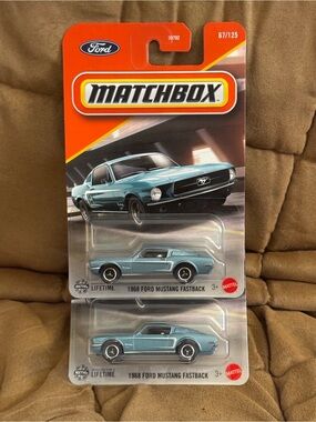 Matchbox 1968 Ford Mustang Fastback Toy Car - Light Blue
